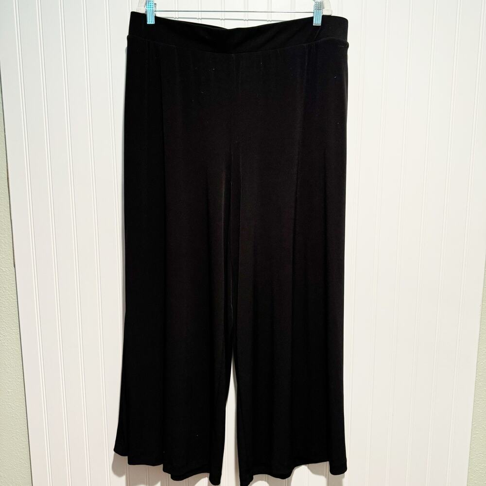Lane Bryant Black Flowy Wide Leg Pants Pull On Plus Size 14/16 - Picture 2 of 7